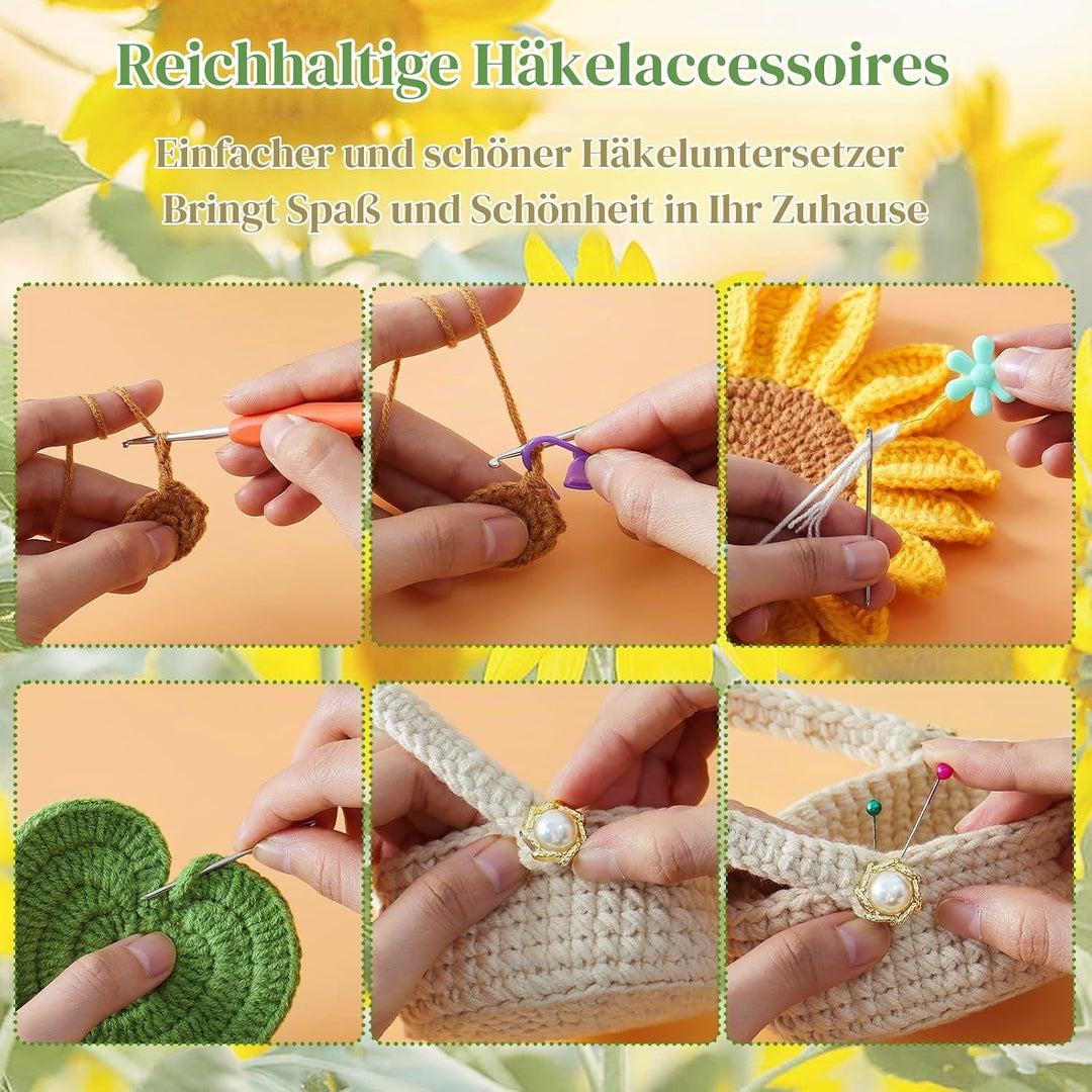 Weldomcor Häkel-Starterset für Anfänger Pflanze Häkelset Häckeln Stricken für Anfänger Set für DIY-H
