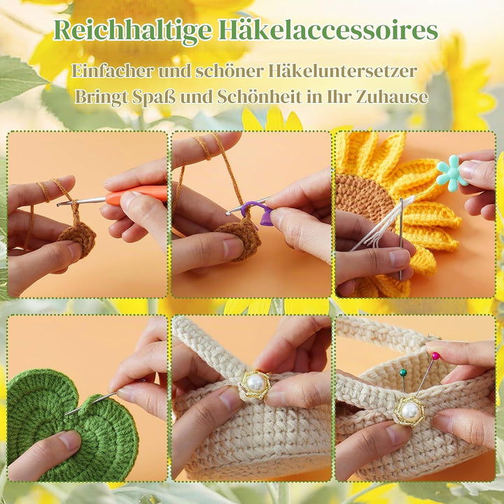 Weldomcor Häkel-Starterset für Anfänger Pflanze Häkelset Häckeln Stricken für Anfänger Set für DIY-H