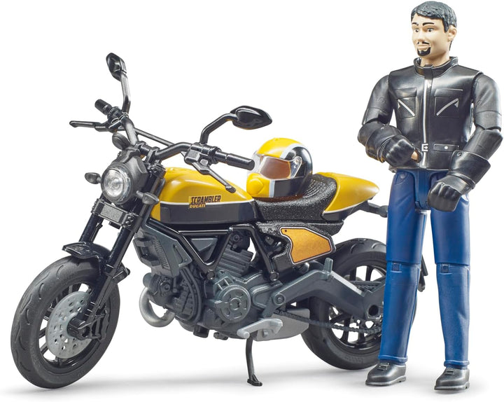 bruder 63053 - Scrambler Ducati Full Throttle, Motorrad und Fahrer - 1:16 Motorrad, Spielzeugfigur,