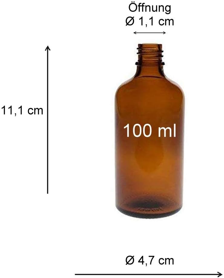 mikken 10 x braune Apothekerflasche 100ml made in Germany, inkl Beschriftungsetiketten + Trichter Br