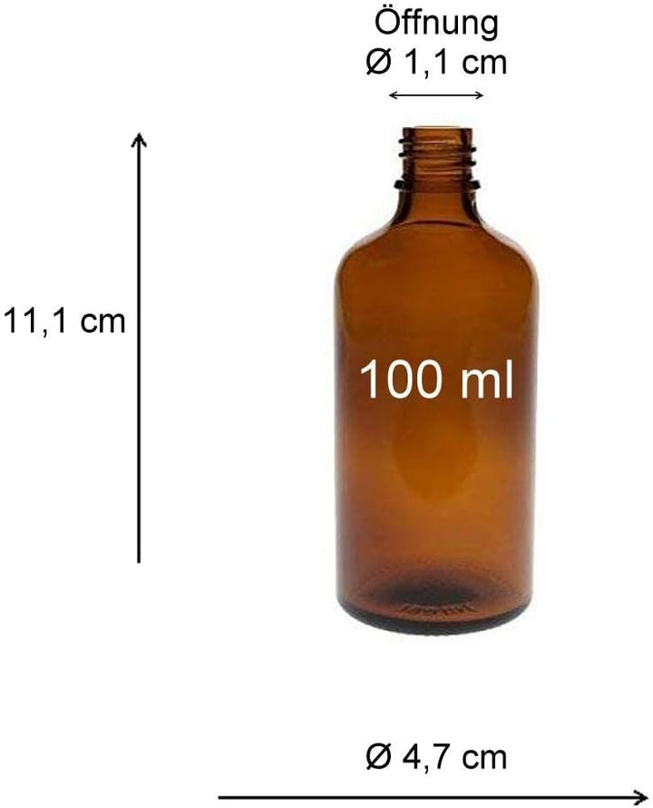 mikken 10 x braune Apothekerflasche 100ml made in Germany, inkl Beschriftungsetiketten + Trichter Br