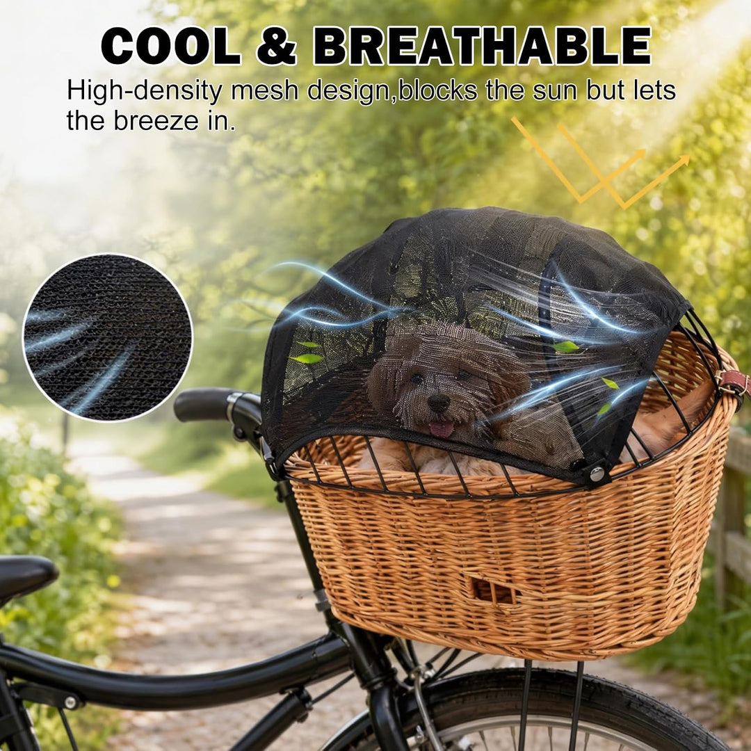 Sonnensegel für Hundefahrradkorb &amp; Fahrradkorb, Grosses, verstellbares Schutznetz für Hunde, Atmungs