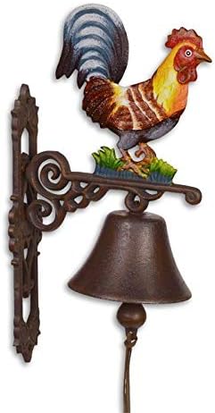 Moritz Gusseisen Wandglocke Bunter Hahn Krähen Glocke Türglocke 41 cm Höhe Hausglocke Landhaus Stil