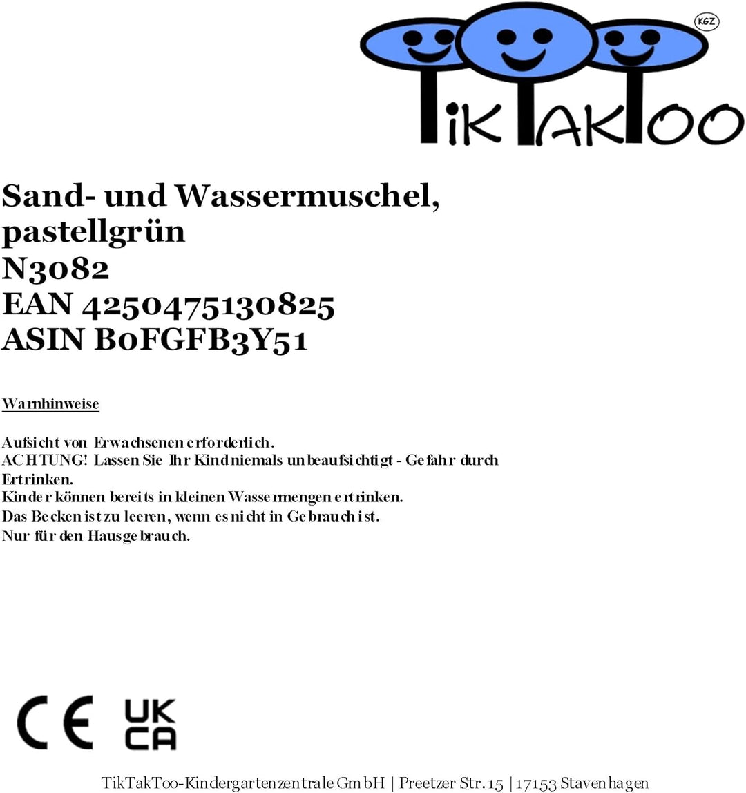 TikTakToo Sand & und Wassermuschel I Sandkastenohne Abdeckung (1-teilig) (Pastell grün) Pastell Grün