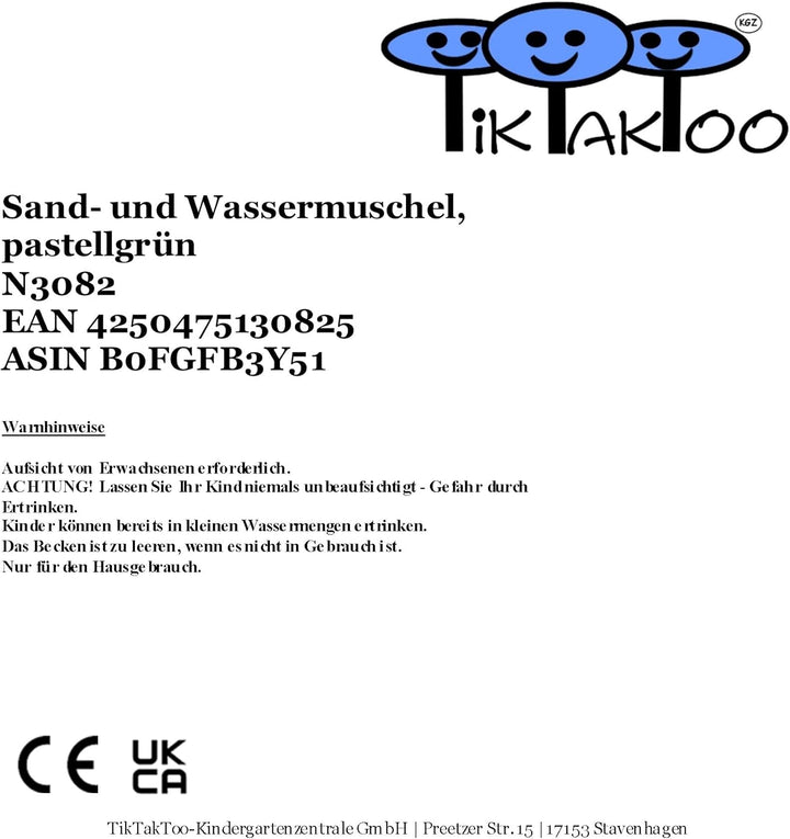 TikTakToo Sand & und Wassermuschel I Sandkastenohne Abdeckung (1-teilig) (Pastell grün) Pastell Grün