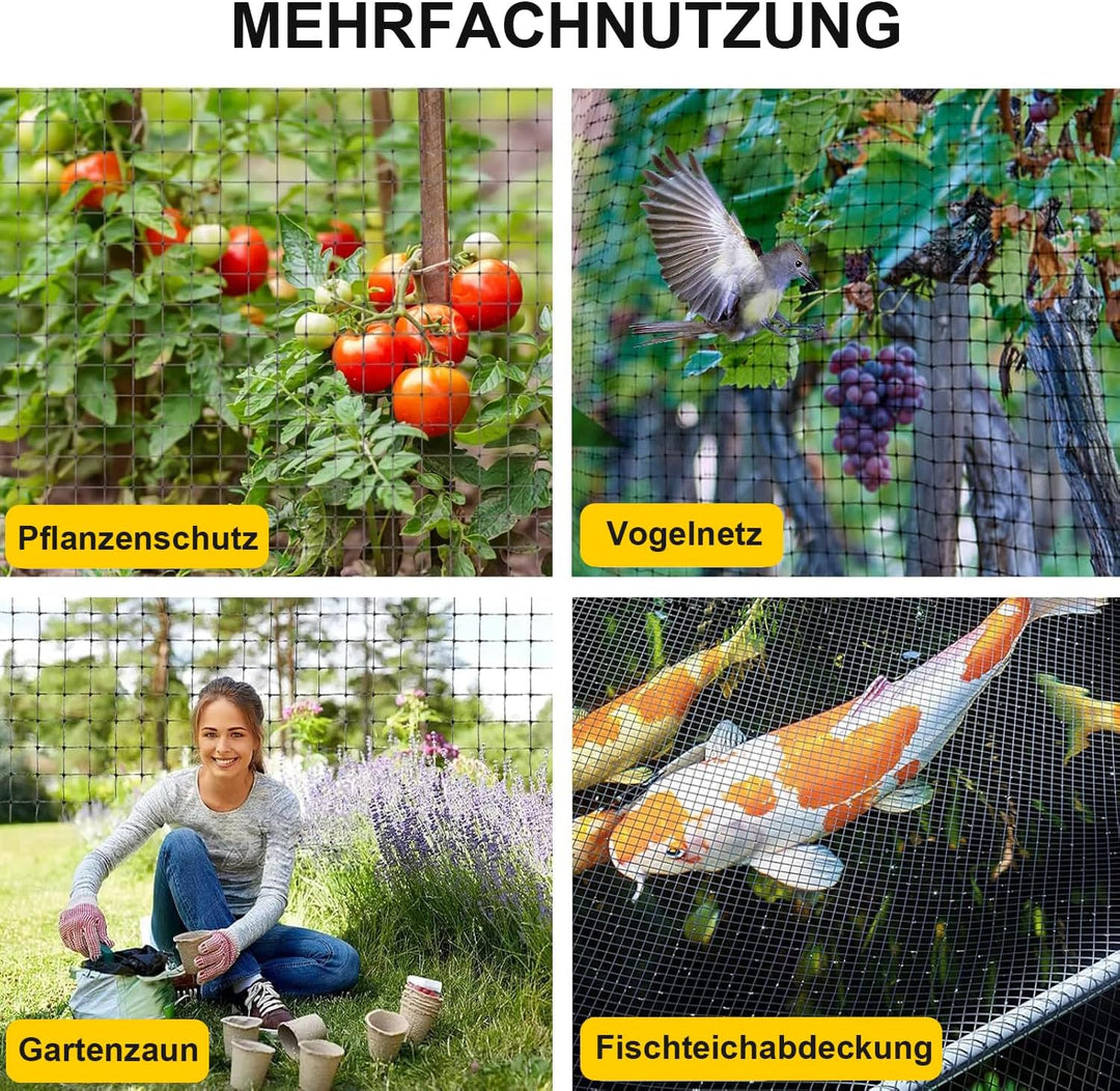 Vogelschutznetz Engmaschig Vogelnetze 7.5x15m mit Maschenweite 5cm Taubennetz Balkon Teichnetz Feinm