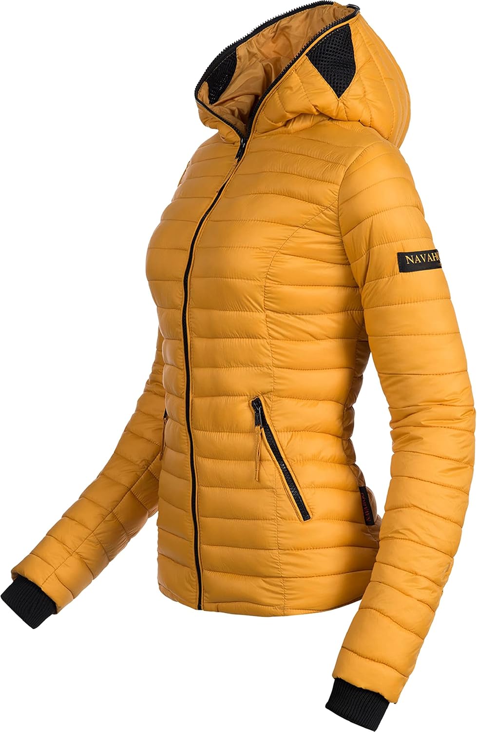 Navahoo Damen Damen leichte Übergangsjacke Steppjacke mit Kapuze Kimuk XS-XXL XS Gelb, XS Gelb