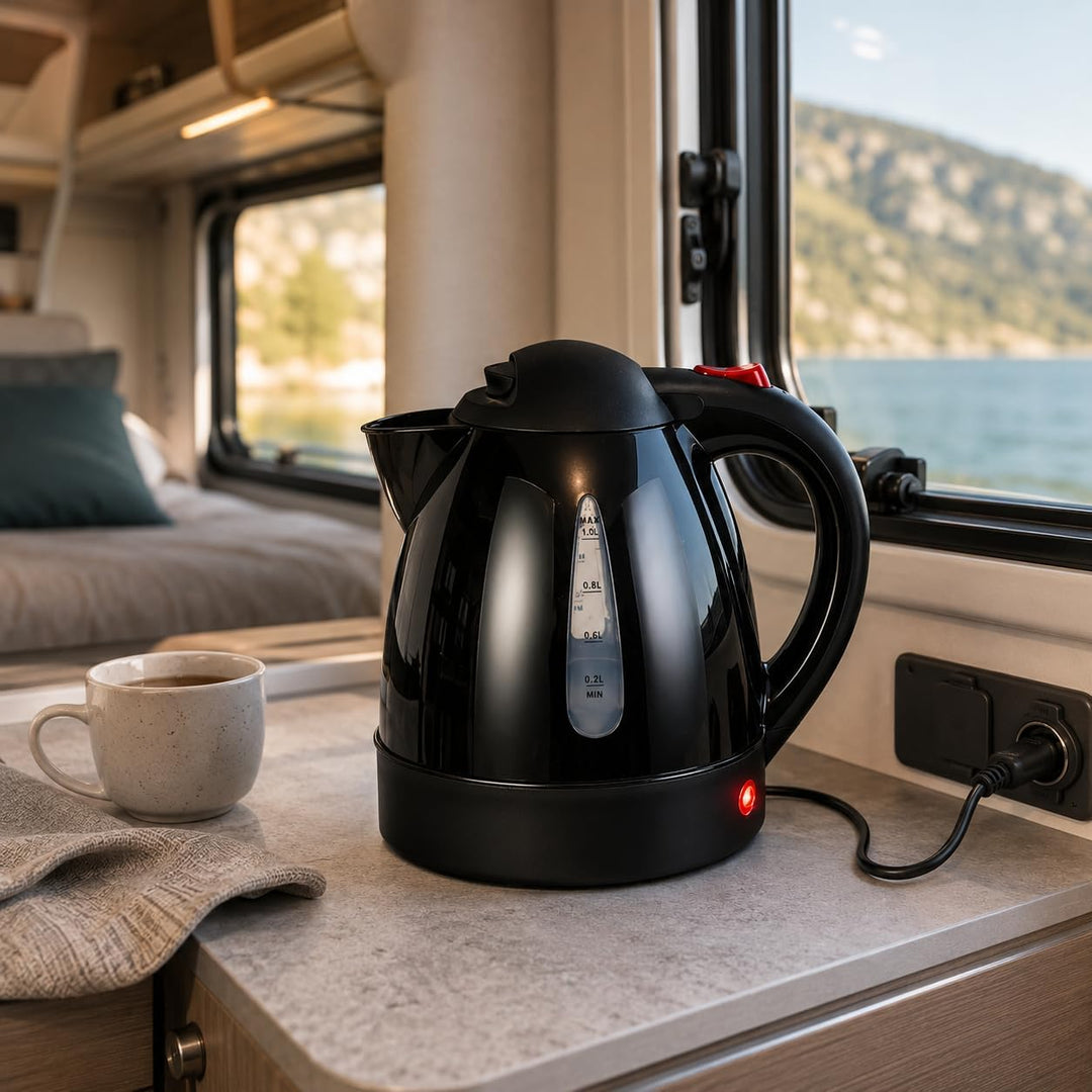 Wasserkocher Auto 1L, Tragbare Reise wasserkocher für Auto Camping, Reisekocher mit Zigarettenanzünd