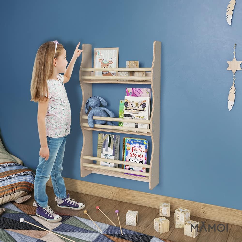 MAMOI® Bücherregal für Kinder, Bücherkiste für kinderzimmer, Book Shelf, Buchregal, Wandregal kinder