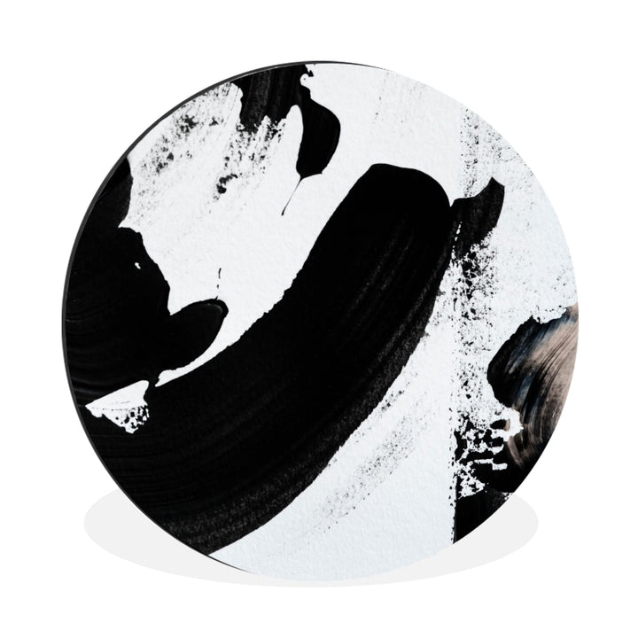 MuchoWow Wandbild Rund Wanddeko Deko Wohnzimmer Bilder 90x90 cm Schwarz - Abstrakt - Design, 90x90 c