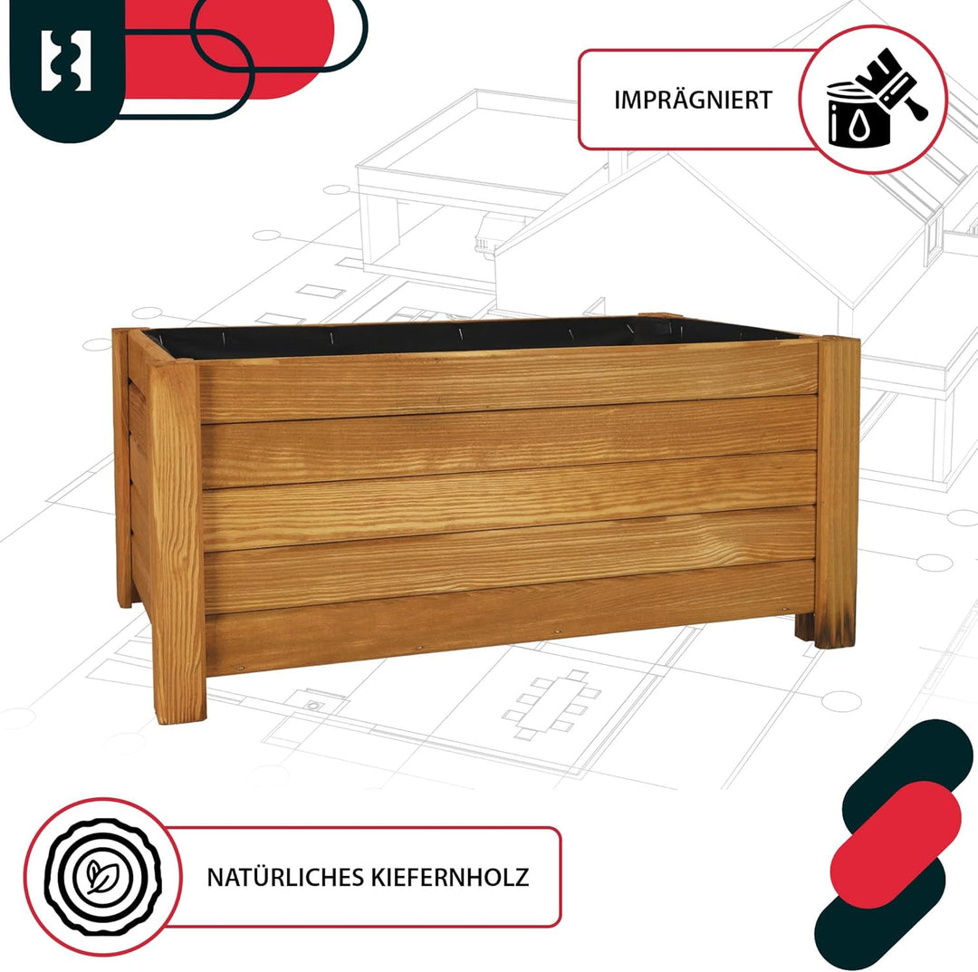 KOTARBAU® Blumenkasten - 58 x 34 x 25 cm - Pflanzkasten mit Vlies - Pflanzkübel gross aussen - Balko