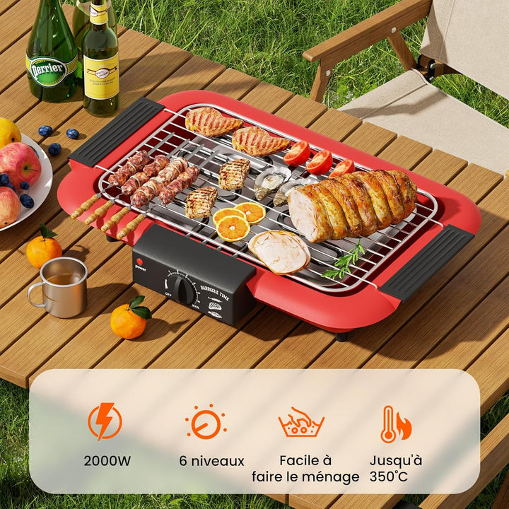 Elektrogrill, Grill für den Innen- und Aussenbereich, antihaftbeschichtet, rauchfrei, Doppelrohr, 20