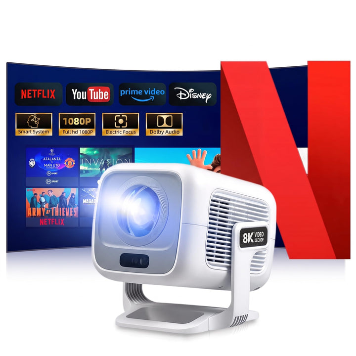 Beamer 4K [Kompatibel mit Netflix | Dolby Audio] 700 ANSI Smart-Projektor für Heimkino, Full HD 1080