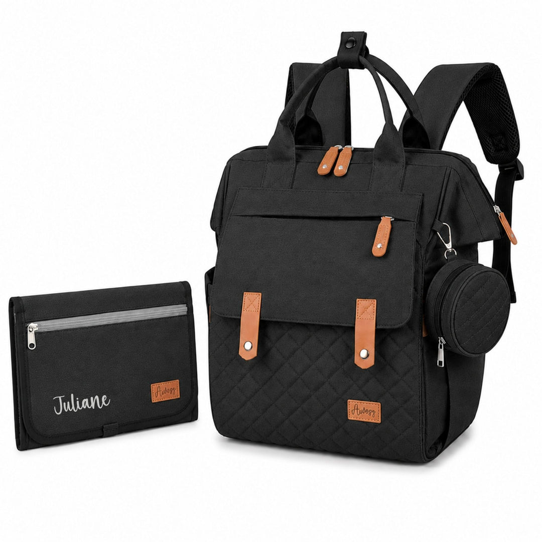 Wickelrucksack mit personalisierter Wickeltunterlage, Wickeltasche Baby gross, Babyrucksack für unte