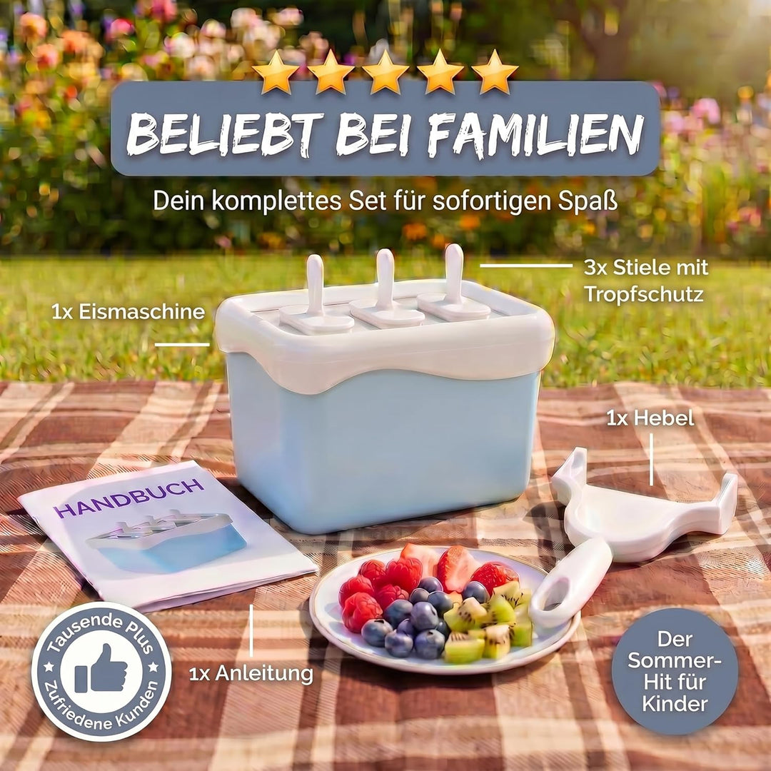 Eismaschine Eismaker Stieleisformen Gefrierbehälter Popsicle Maker - blitzschnell Eis am Stiel