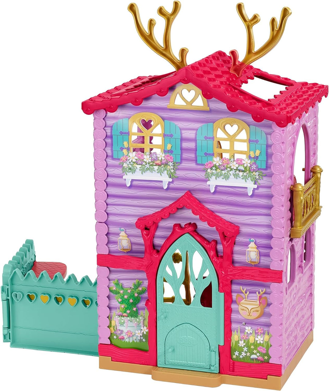 Enchantimals HFC41 - Reh-Haus Spielset, ca. 53 cm gross, mit Rehmädchen Danessa Deer und Tierfigur,