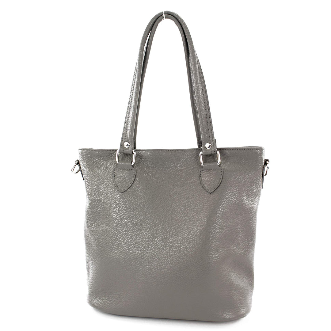 modamoda de - T215 - Italienische Ledertasche Shopper Large Graphitgrau, Graphitgrau
