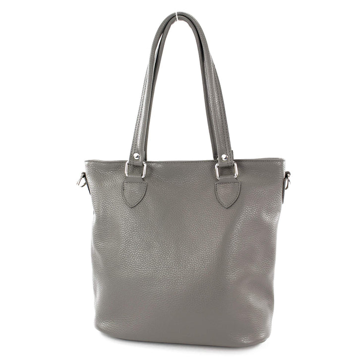 modamoda de - T215 - Italienische Ledertasche Shopper Large Graphitgrau, Graphitgrau