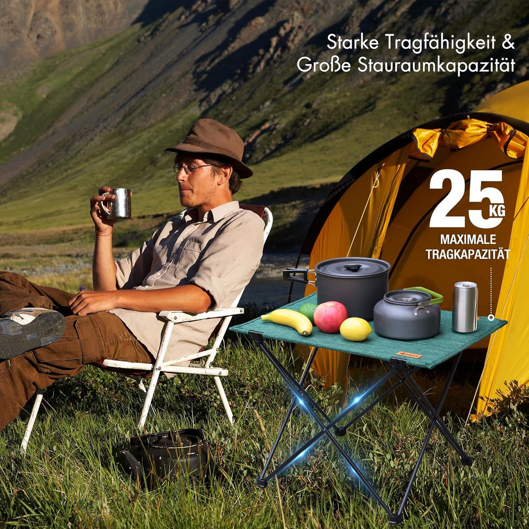 VILLEY Campingtisch Klappbar, Klapptisch Faltbar mit Aluminium und Oxford-Stoff, Kleiner Camping Fal