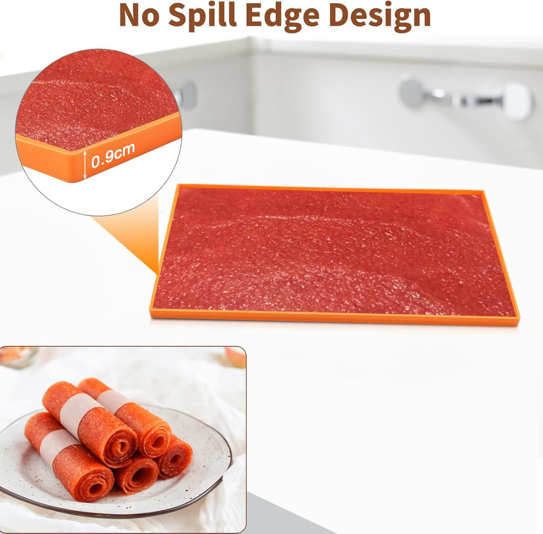 4 Pcs Silikon Dehydrator Blätter Antihaft Dörrfolie für Dörrautomat mit Schaber, Wiederverwendbare B