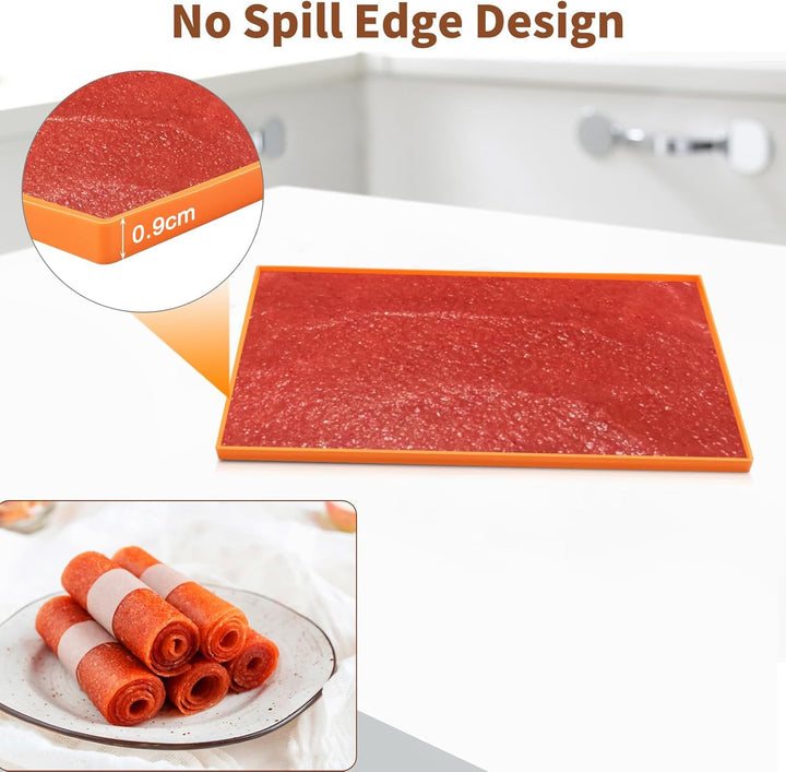 4 Pcs Silikon Dehydrator Blätter Antihaft Dörrfolie für Dörrautomat mit Schaber, Wiederverwendbare B