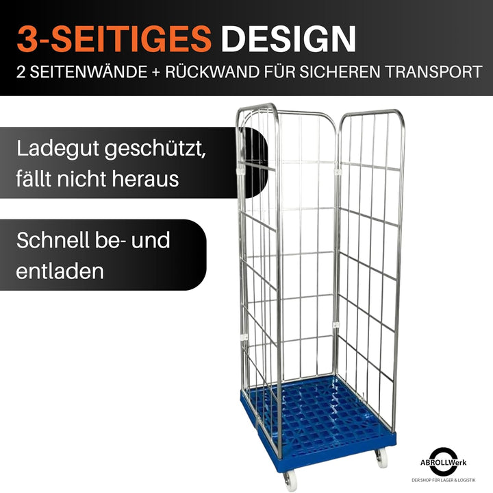 2X Gitterwagen für gelbe Säcke mit 3 Seitengittern – 2er Set Rollbehälter mit 1650 mm Vzb als Perfek