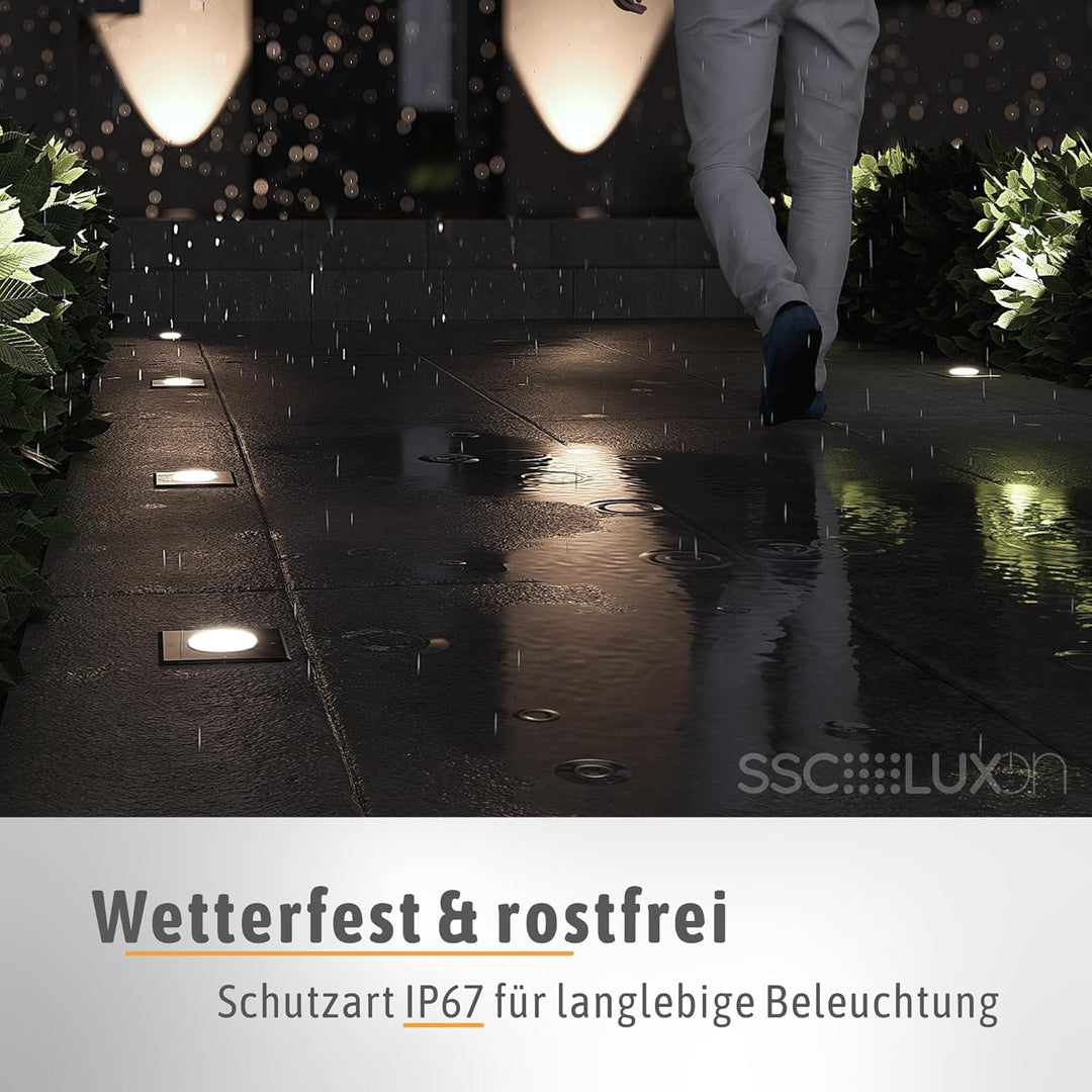 SSC-LUXon JUAVI LED Bodenstrahler schwenkbar eckig für Aussen IP67 - mit LED GU10 2W warmweiss 230V