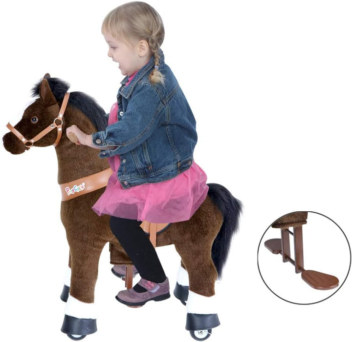 PonyCycle Offizielle Klassisch Modell U Reiten auf Pferd Spielzeug Plüsch Lauftier Dunkelbraunes Pfe