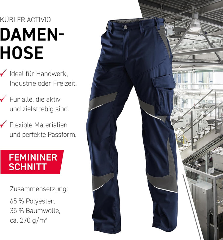 KÜBLER Workwear KÜBLER ACTIVIQ Damen-Arbeitshose dunkelblau/anthrazit 46 Dunkelblau / Anthrazit, 46
