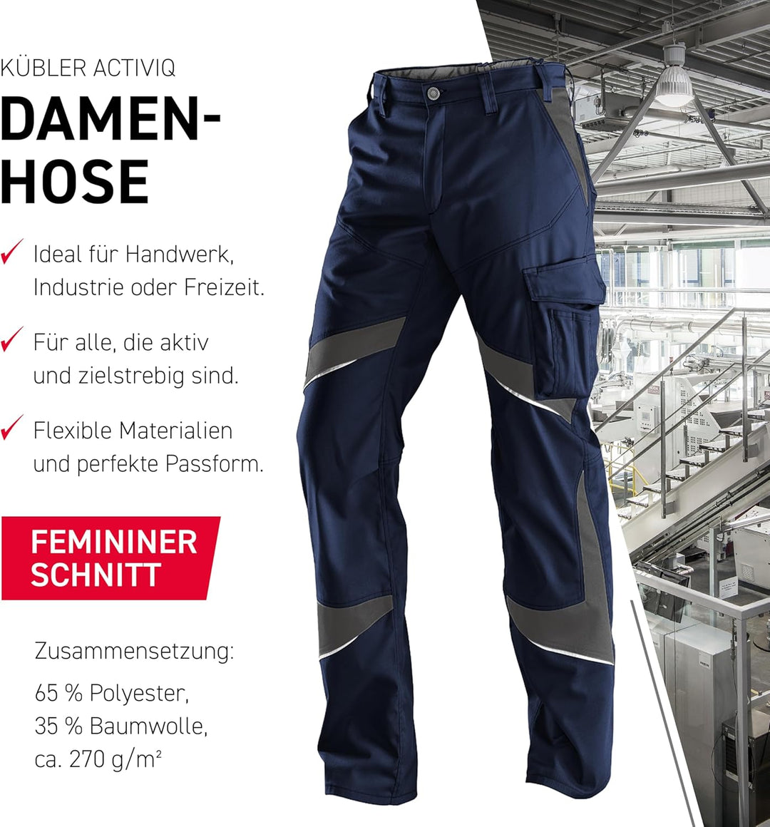 KÜBLER Workwear KÜBLER ACTIVIQ Damen-Arbeitshose dunkelblau/anthrazit Dunkelblau/Anthrazit 36, Dunke