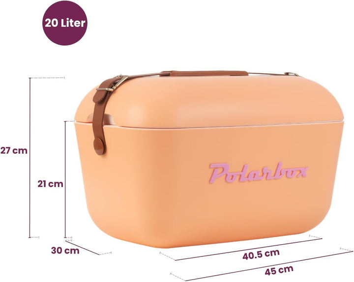 Polarbox Klassische Retro Vintage Kühlbox für Camping, Picknick, Strand, 20 l, Sorbet/Rosa