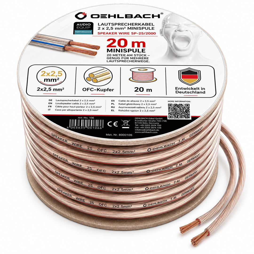 Oehlbach Speaker Wire SP-25 - Stereo HI-FI Lautsprecherkabel, Boxenkabel mit OFC (sauerstofffreies K