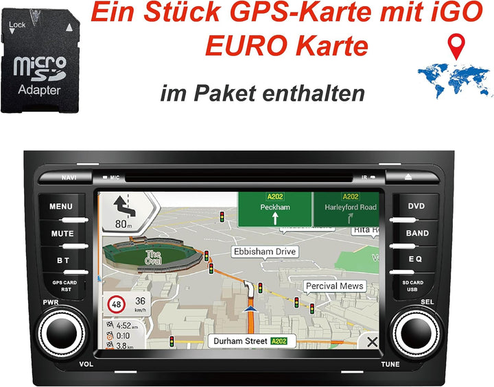 Amaseaudio Wince Autoradio, 2 Din, Kompatibel mit Audi A4 S4 RS4 2002-2007, 7" Touchscreen, Eingebau