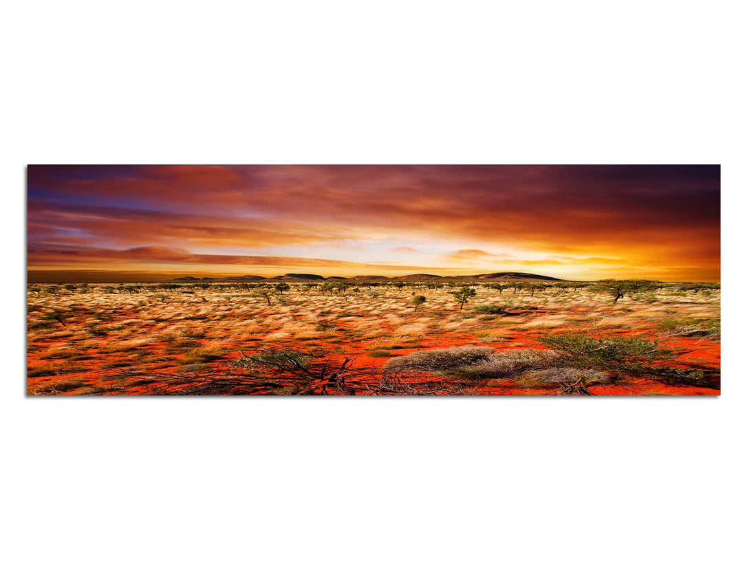 Paul Sinus Art Panoramabild auf Leinwand und Keilrahmen 120x40cm Australien Landschaft Sonnenunterga