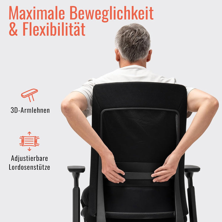 Yaasa Chair Essential Bürostuhl Ergonomisch, Schreibtischstuhl für gesunde Körperhaltung, Lordosenst