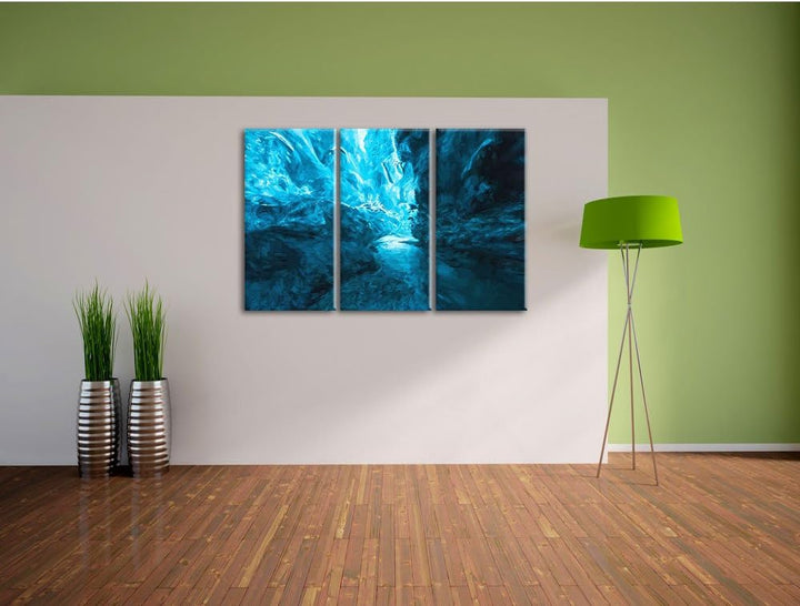 Pixxprint abstrakte Eislandschaft Kunst als Leinwandbild/Grösse: 3 Teilig (120x80 cm) cm/Wandbild/Ku