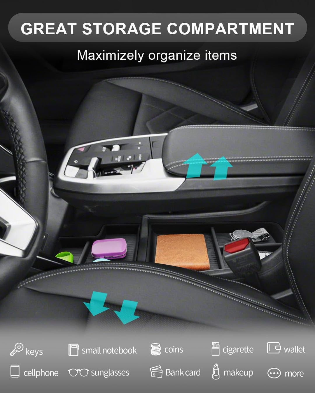 CDEFG Kompatibel mit BMW X1 U11 iX1 / X2 U10 iX2 2023-2025 2026 Mittelkonsole Organizer Aufbewahrung