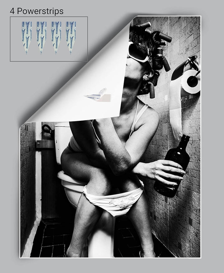 wandmotiv24 Poster als Wanddeko, Grösse 80x60cm, Frau im Bad, Sonnenbrille, Fotografie, Schwarz Weis