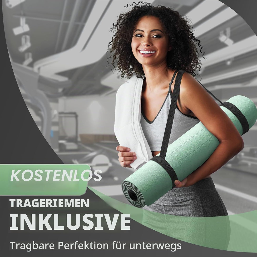 CAMBIVO Yoga Matte 183cm x 61cm, 8mm Dicke Pilates Matte Gymnastikmatte Rutschfest &amp; Gepolstert,Yoga