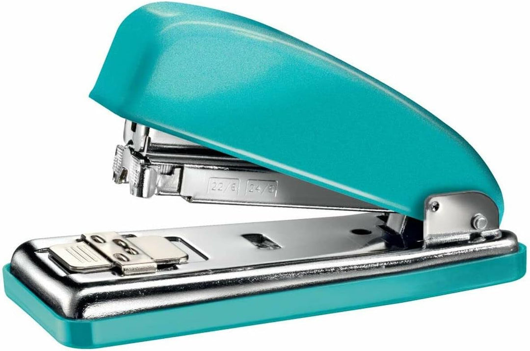 Petrus 626514 Heftgerät aus Metall, klassisch, 30 Blatt, Öffnung 180°, WOW-Reihe, Türkis blau, blau