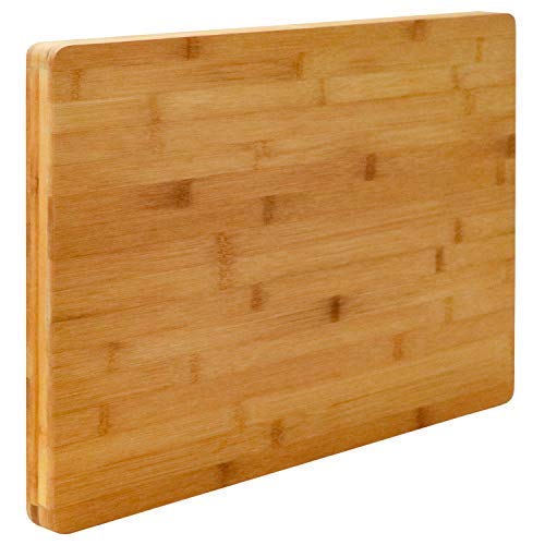EYEPOWER 3cm Dick: 50x35cm Bambus Schneidebrett Holz - XXL Bambus Platte zum Wenden - Schönes Holzbr
