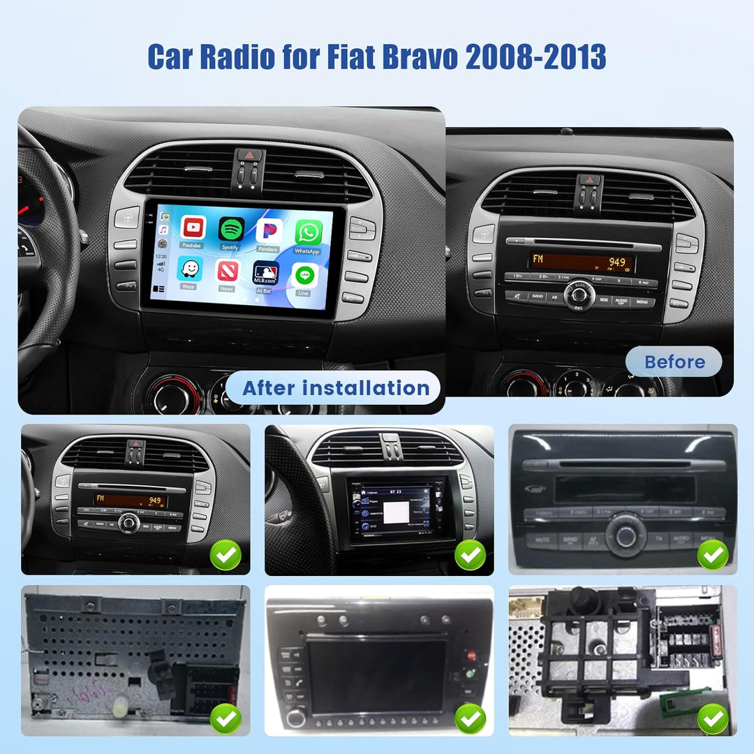 [4G+64G] Inefala Android 15 Autoradio für FIAT Bravo 2008-2013 mit Wireless Carplay Android Auto, 9