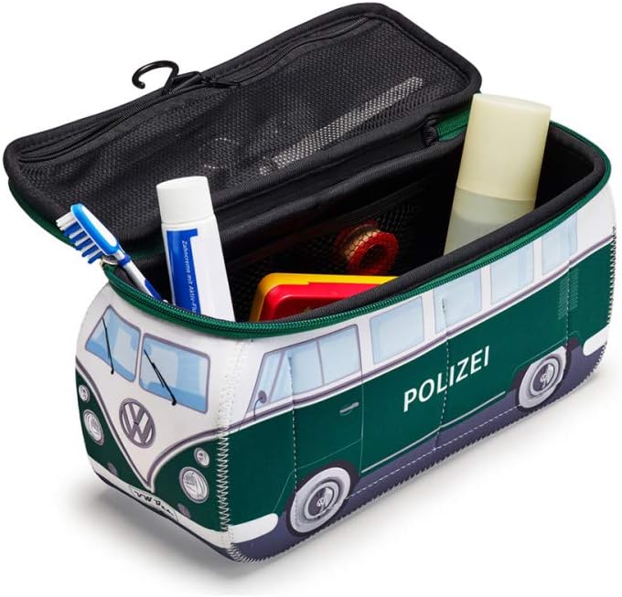 Volkswagen 1H1087317 Kulturtasche Bulli Polizeiwagen Waschtasche Neopren, grün