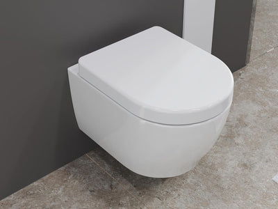 SSWW | Toilette für Gäste-WC, Spülrandloses WC mit Softclose Deckel, Hänge-WC aus Keramik, Wand-WC |
