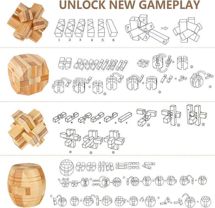 15 Stück Knobelspiele Holz, Geschicklichkeitsspiel Holz, Logikspiele IQ Spiele Geduldspiel Knobelspi