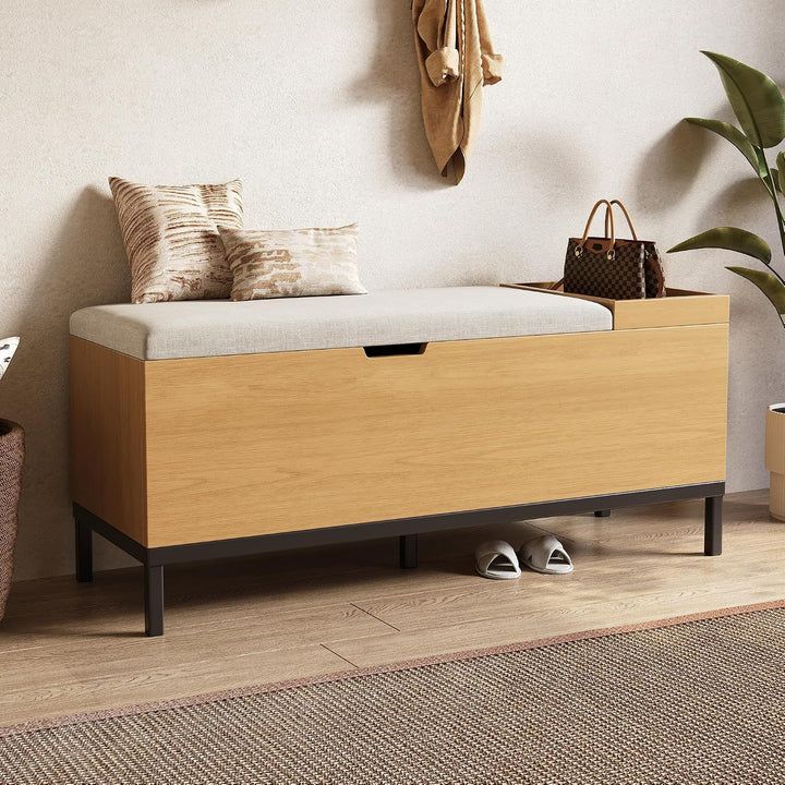 Merax Schuhschrank mit gepolsterter Sitzbank, Schuhbank mit Sitzfläch, mit Stauraum, Klappdeckel und