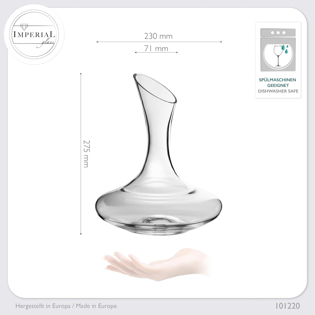 IMPERIAL Dekanter 2100ml Set 2-Teilig 'Athen' Weinkaraffe aus Crystalline Glas Weindekanter Handgefe