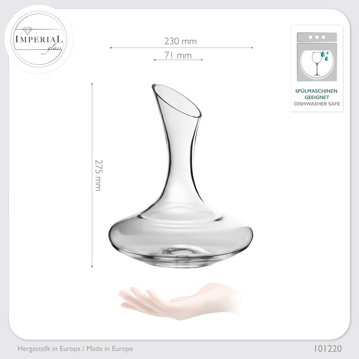 IMPERIAL Dekanter 2100ml Set 2-Teilig 'Athen' Weinkaraffe aus Crystalline Glas Weindekanter Handgefe