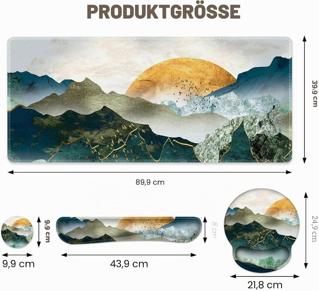 Gaming-Mauspad, grosse Schreibtischunterlage, niedlicher Schreibtischunterlage, 4-in-1 XXL-Mauspad +