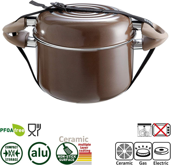 BRUNNER: Camping Kochgeschirr Keramik Topfset (Töpfe und Pfannen) - 7+1 teilig ø 20 cm CHOCOLATE - 4